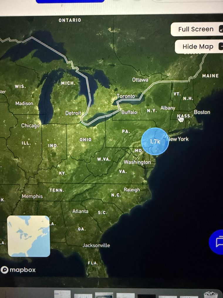 Map of drone flights logged across multiple states